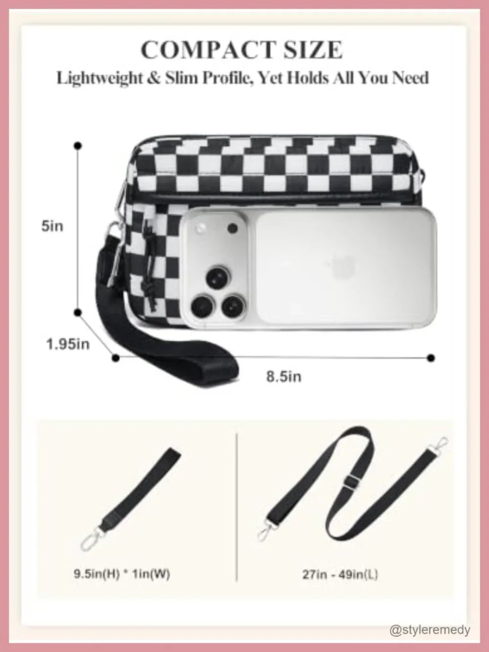 4-in-1 Small Crossbody Bag Wristlet Women Nylon Anti-Theft Zipper Adjustable